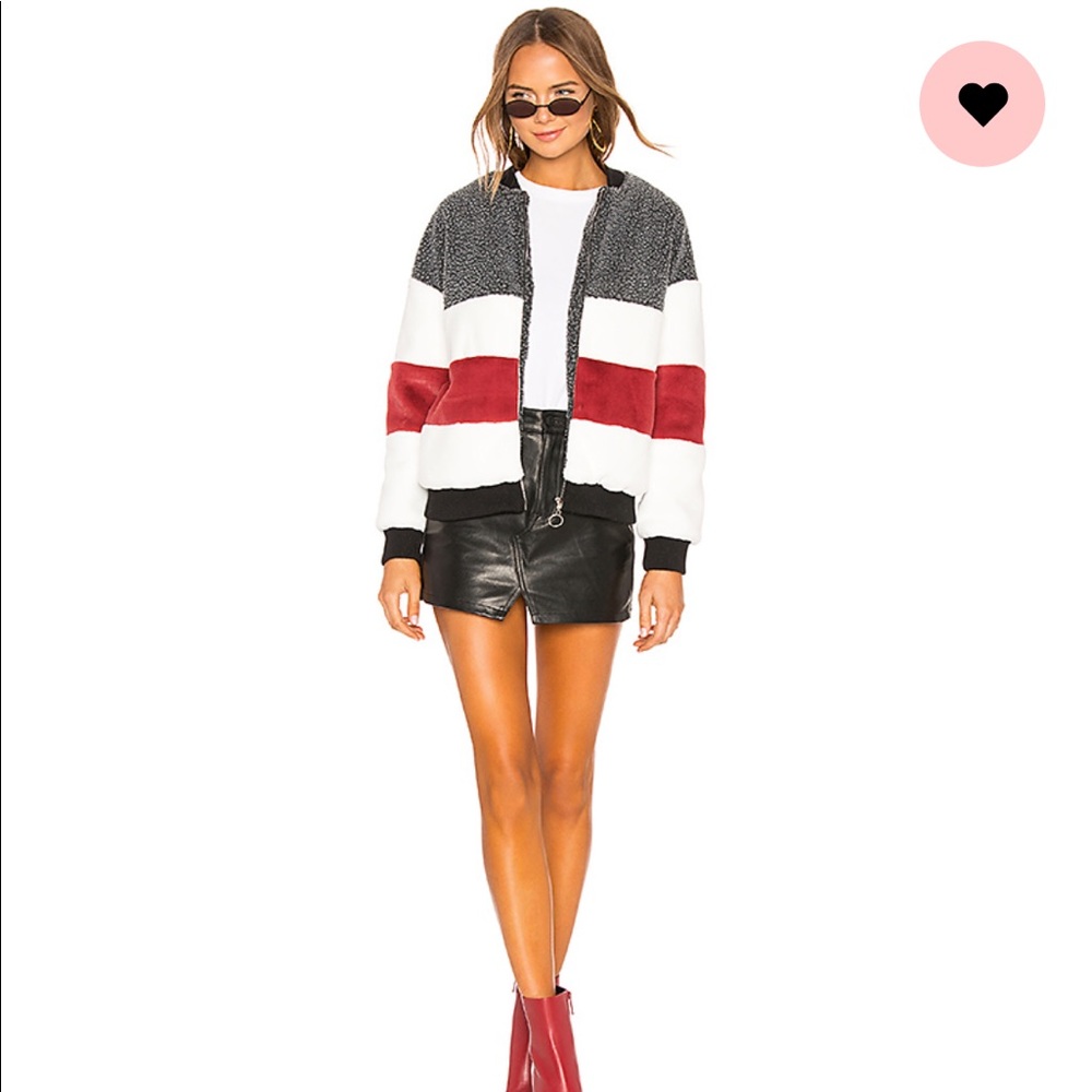 by the way. Striped Faux Fur Bomber Size M